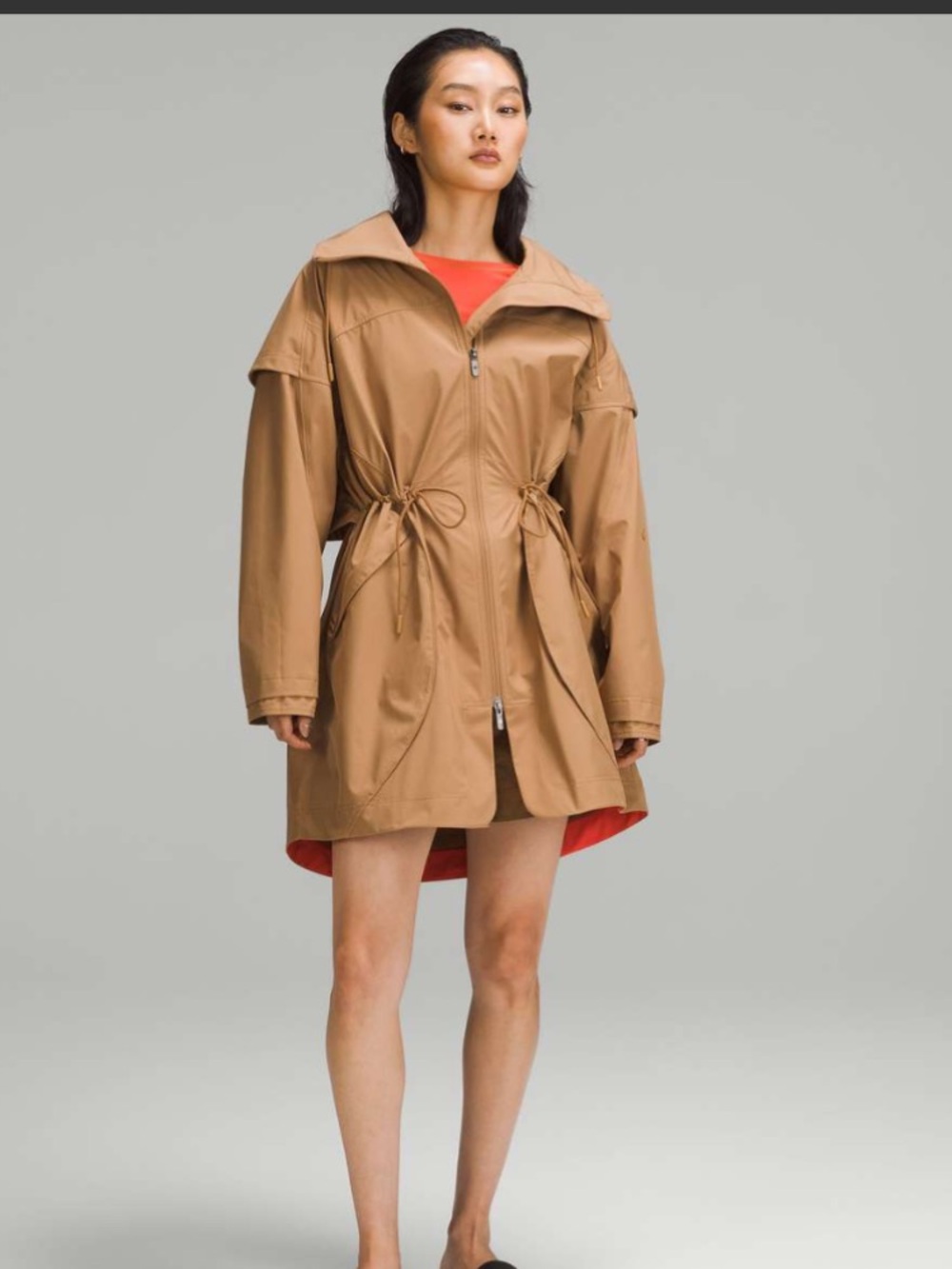 lululemon athletica relaxed fit Bold Beige Drawcord waist Trench Rain jacket S